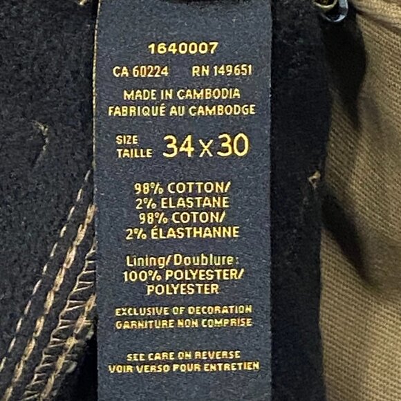 CAT Caterpillar Work Pants Mens 34 x 30 Brown Canvas Fleece Lined Insulated - Picture 11 of 12